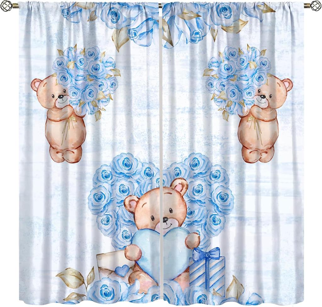 Tende con Animali Cartoni Animati Bambini Fauna Selvatica Fiori Tropicali Foglie di Palma Tende per Finestre per Bambini Bambine Stanza dei Bambini Aula
