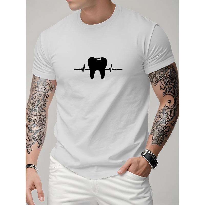 Men's Casual Fashion Short-sleeve T-shirt with a Creative  Graphic Print Comfortable, Suitable for Sports, Travel, and Casual Daily Wear Regular Fit