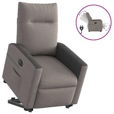 Lift-up Reclining Armchair, Electric, Taupe Color, Fabric