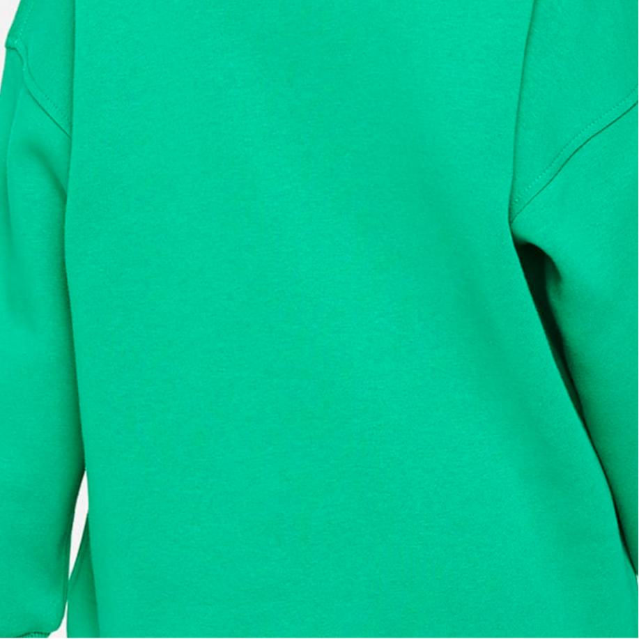 Nike Sportswear Club Fleece Logo Embroidered Ribbed Crew Neck Relaxed Sweatshirt Kids Tops Neon-Green FD2923-324