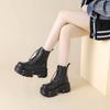 Special Black Motorcycle Boots Heavy Gold Platform Cross-border Martin Boots Female Punk Small Leather Shoes