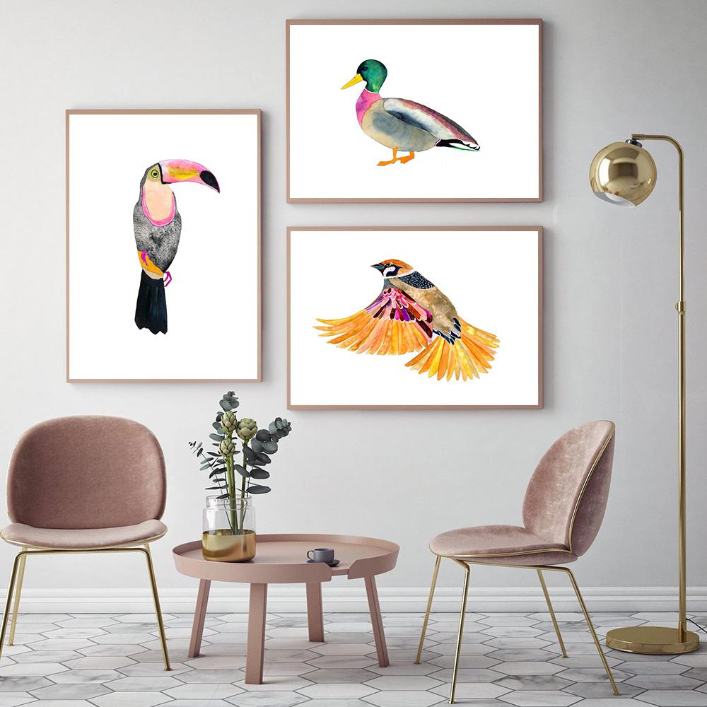 Toucan Watercolor Tropical Rain Forest  Wall Art Canvas Painting Nordic Toucan Posters And Print Picture Living Room Home Decor