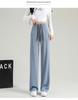 Checkered Ice Silk Wide-Leg Pants for Women, Summer 2025: High-Waist, Floor-Length, Casual Petite Straight-Leg Design