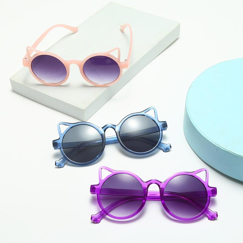 Moda Tendência Crianças Moda Óculos de Sol Bonito Menino Ao Ar Livre UV400 Protetor Solar Óculos Menina Crianças Vintage Pequeno Gato Em Forma de Óculos de Sol