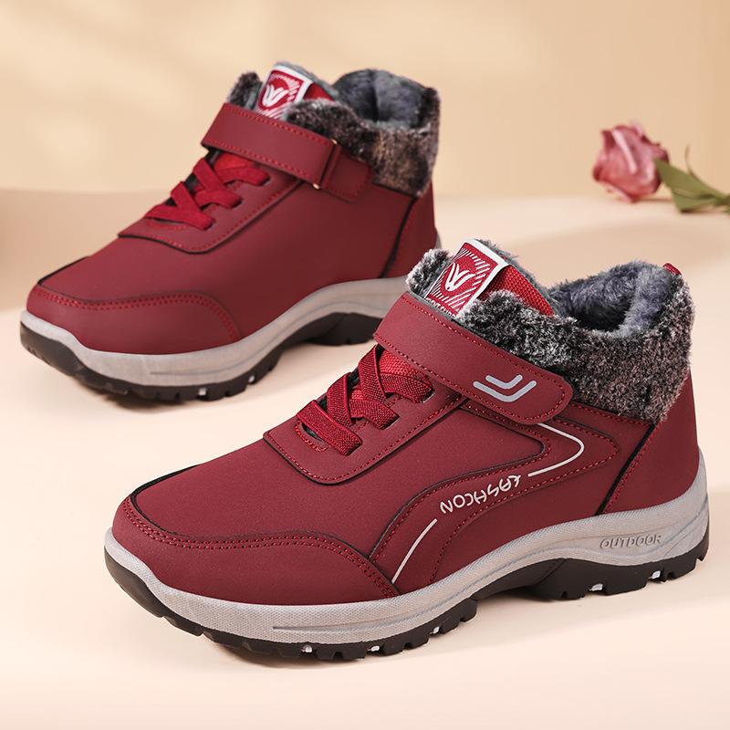Shoes Women's New Winter Velvet Thickened Snow Boots Outdoor Hiking Shoes Velcro Warm Cotton Boots