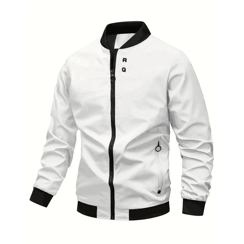 Men S British Style Stand Collar Baseball Jacket Casual Coat