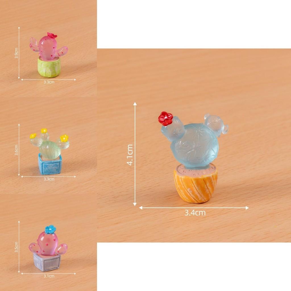 Glow In The Dark Miniature Cactus Resin Figurine Creative Desktop Decoration