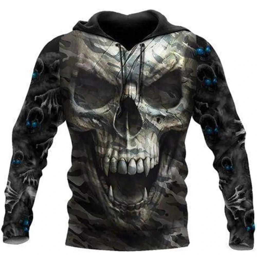 

Мужские толстовки с капюшоном Goth Skull 3D Printed Fashion Holloween Skeletons Punk Sports Suits Streetwear Oversize Pullover Осень и весна Hot 6XL