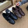 Retro Inner Height-increasing Small Leather Shoes To Keep Warm In Winter Korean One-pedal Commuting Single Shoes Lazy Fluffy Shoes