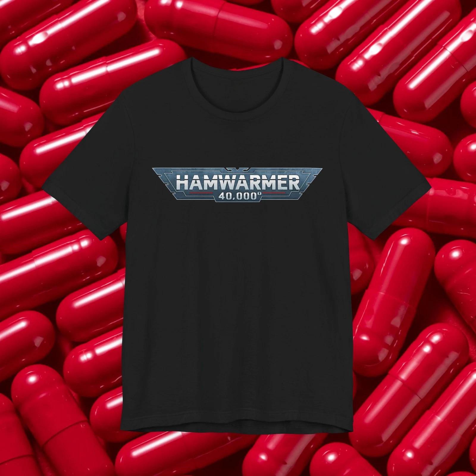 Hamwarmer 40,000 degrees Graphic T-shirt | Retro Badge Logo, Sci-Fi Military L