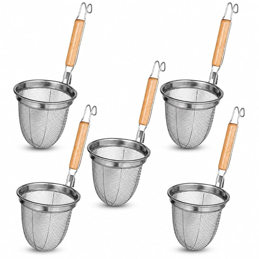 Asdays Noodle Strainer/Fragrance Set (3 pieces) - Wooden Handle, for Ramen Pots, Noodles, etc.