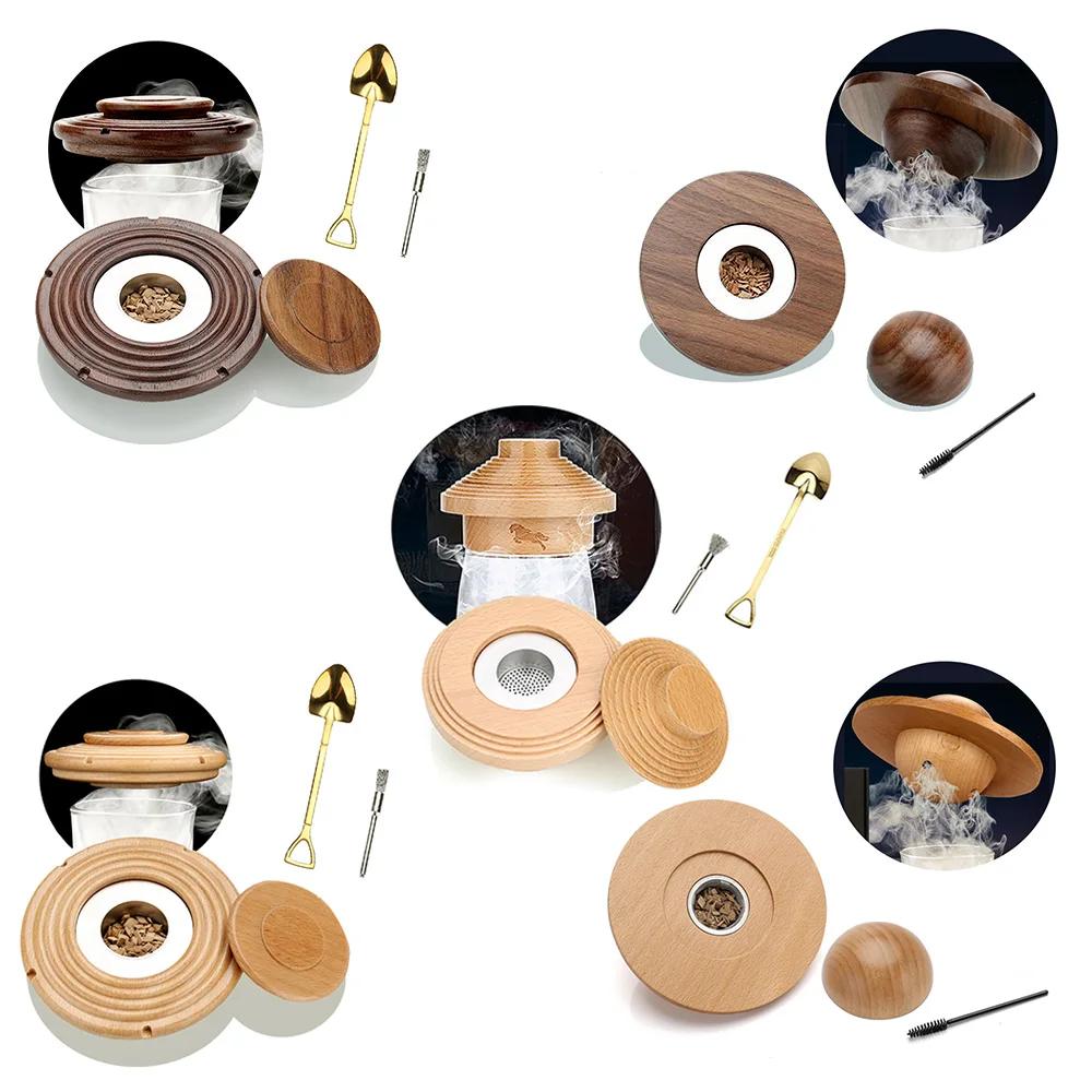 1 Pcs Solid Wood Smoker Lid Whisky Aroma Enhancer Smoke Cocktail Maker Bar Tool Kitchen Home Use Kit Cocktail Accessories