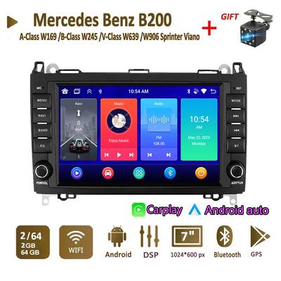 Autórádió multimédia lejátszó Mercedes Benz A-Class W169 B-Class W245 V-Class W639 W906 Sprinter Viano 2 Din Android Carplay GPS Autoradio 2+64GB készülékhez