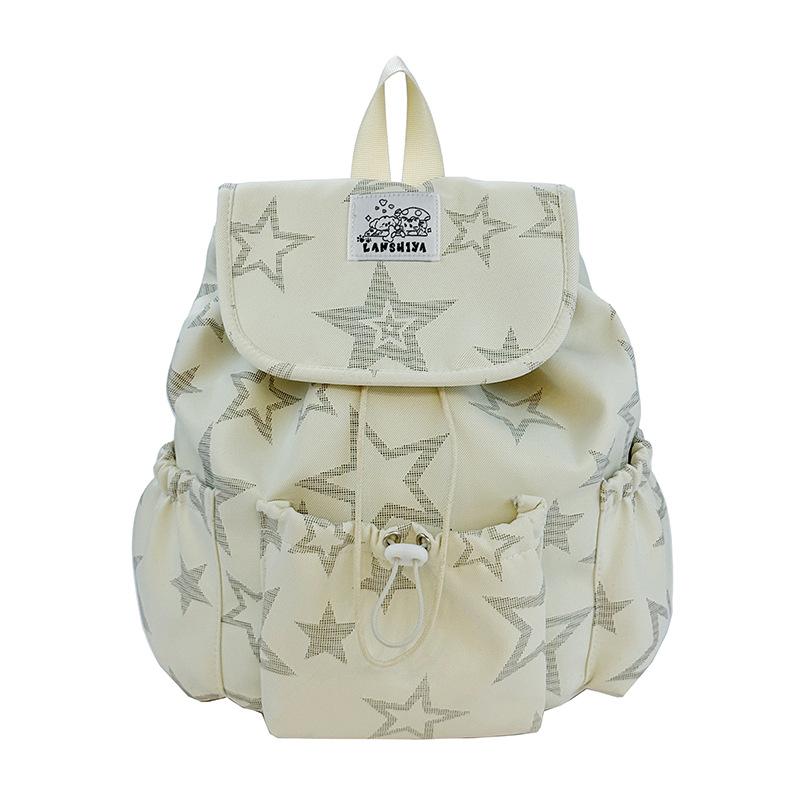 Schoolbag Korean sweet and cool drawstring backpack 1011 new five-pointed star printed schoolbag large capacity versatile cute small backpack
