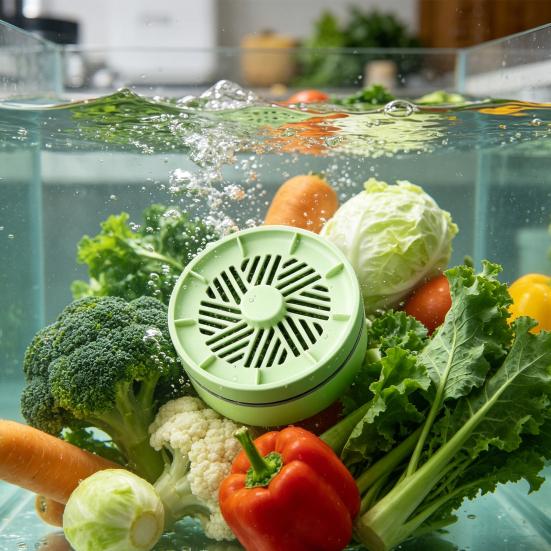 Fruit Vegetable Washing Machine IPX7 Waterproof Rechargeable Wireless Fruit Veggie Seafood Meat Cleaner Device Portable Wireless Purifier with 4 Modes