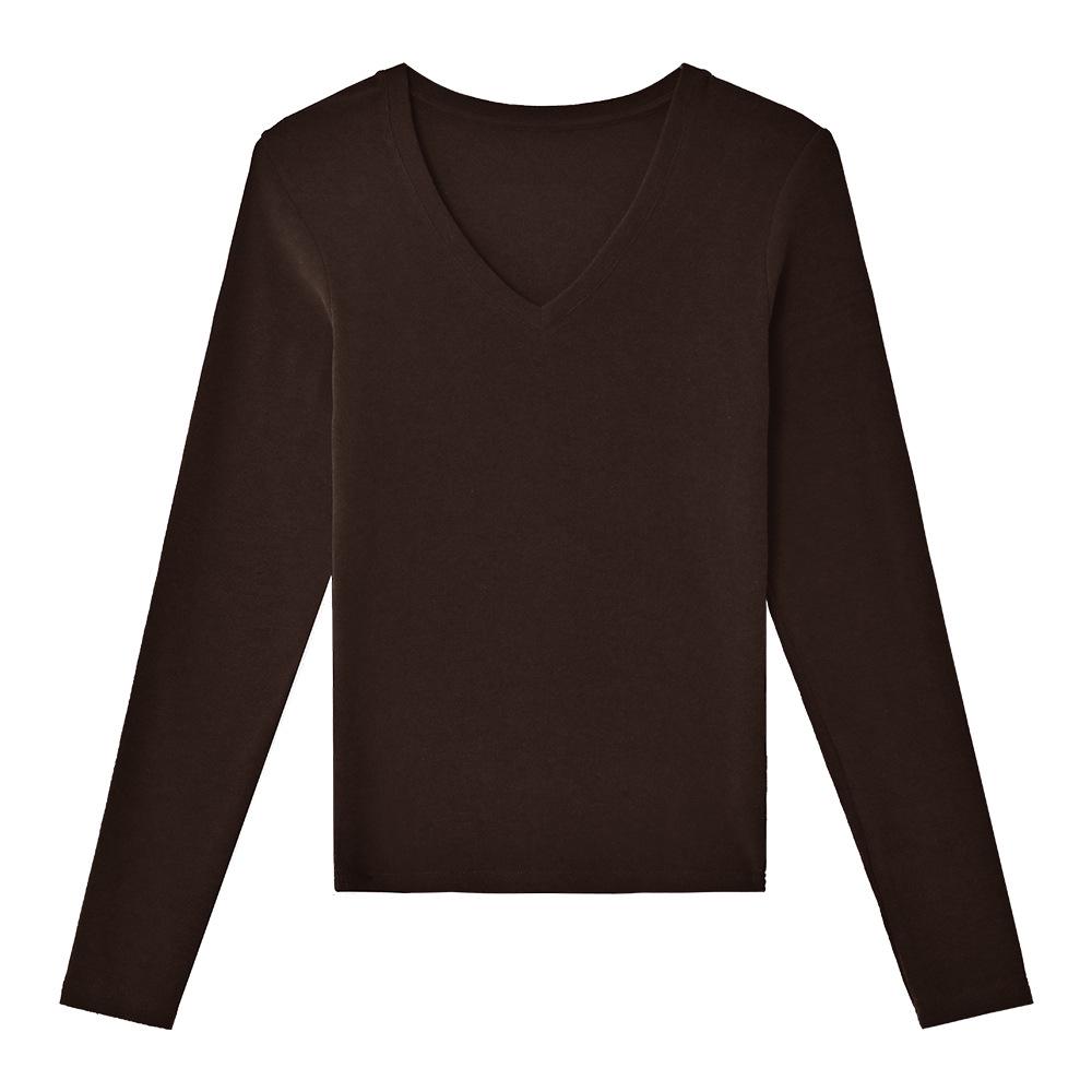 

ABOUTSEA Women s Slimming Autumn/Winter V-Neck T-Shirt, Soft Elastic Mousse Velvet Base Layer Extra Large