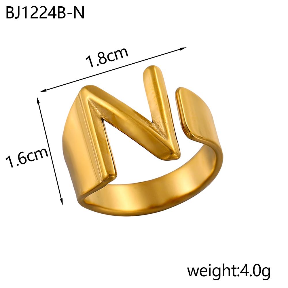 CARLIDANA Designer Initial Letters Alphabet Waterproof Gold Plated Non Tarnish Stainless Steel Fashion Jewelry Rings for Women