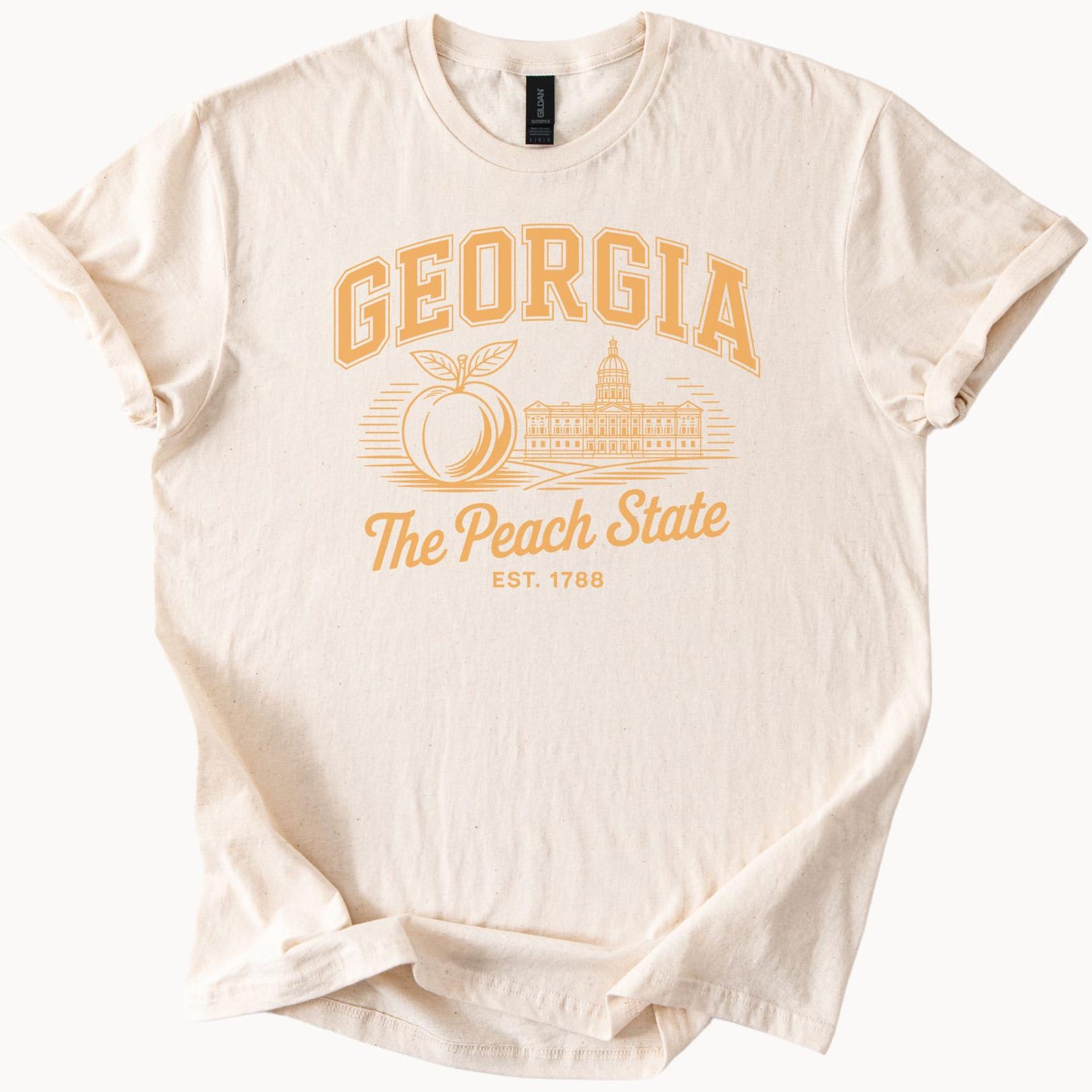 Georgia Peach State T-Shirt Retro College Style Tee Est 1788 Graphic Top 140