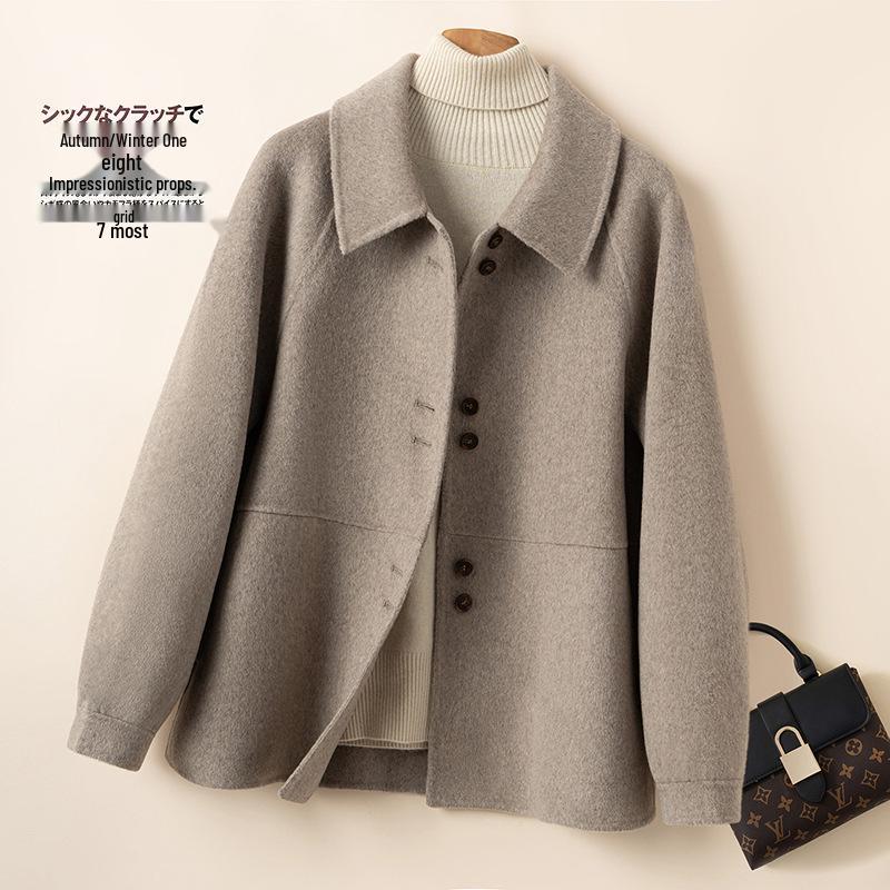 2025 Женское Шикарное Шерстяное Пальто в Корейском Стиле - Высококлассное, Универсальное, Короткое, Для Миниатюрных, Мода Осень/Зима Small