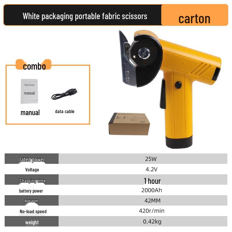 Handheld Electric Scissors with Lithium Battery - Cuts Thick Materials, Low Noise, Sharp Blades for Clean Cutting Fabric and Leather