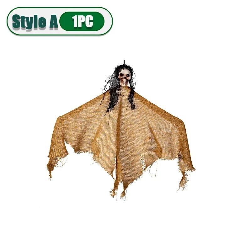 Halloween Horror Decoration Hanging Ghost Skull Props with Flag for Haunted House Outdoor Yard Party Holiday Scene Setup Use
