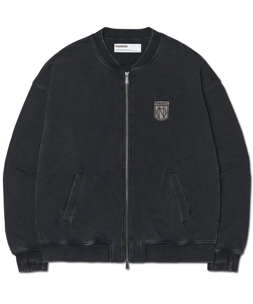Nomanual Emblem Sweat Zip-Up - Washed Black
