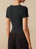 Damen Rippstrick Cropped Cardigan Kurzarm Knopfleiste Figurbetont Pullover Top