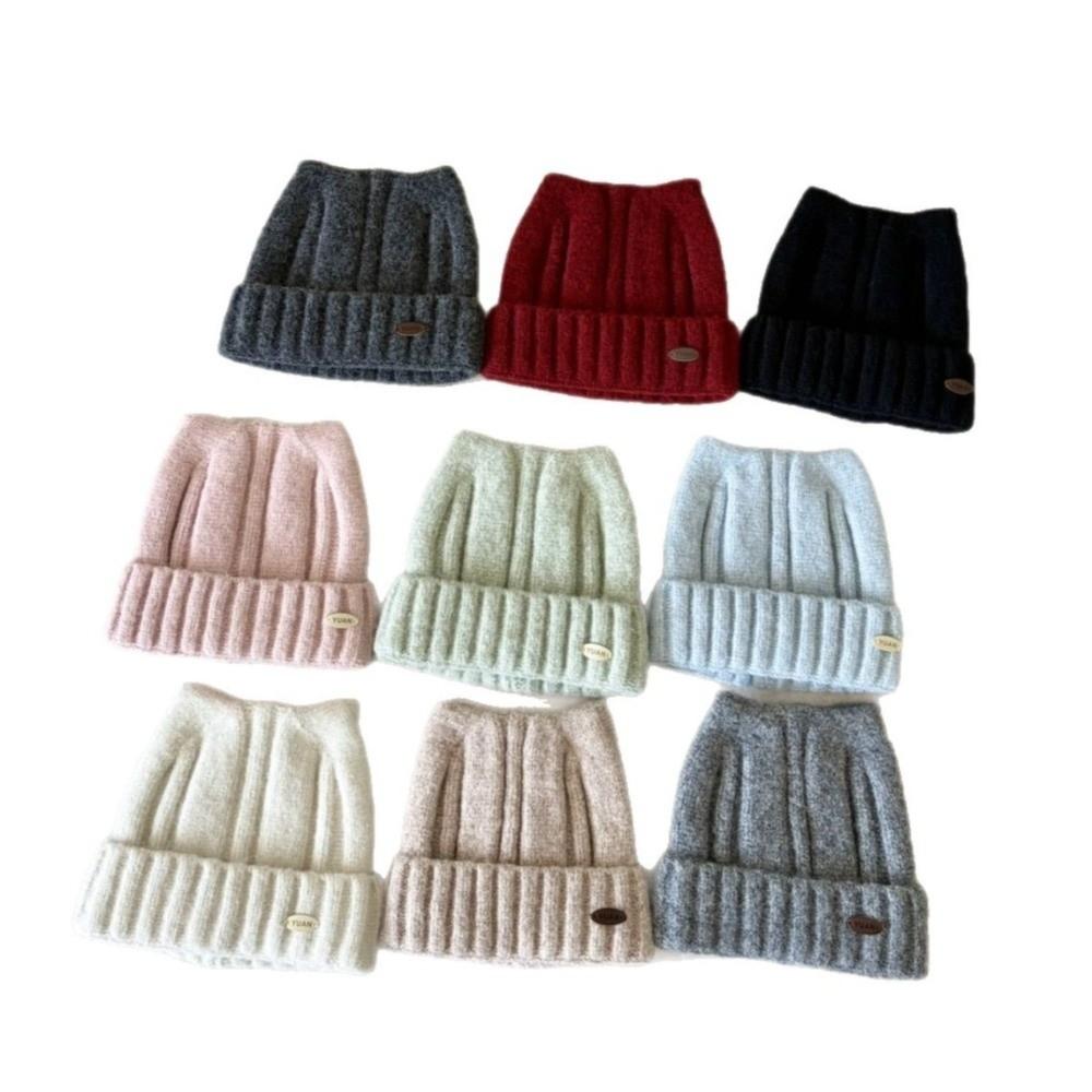 Solid Color Stretchy Beanie Hat Polyester Winter Warm Hat Classic Ribbed Knitted Beanie For Women