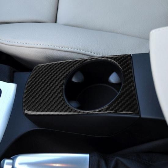 Carbon Fiber Center Console Water Cup Holder Cover Trim For BMW X3 E83 2004-2010