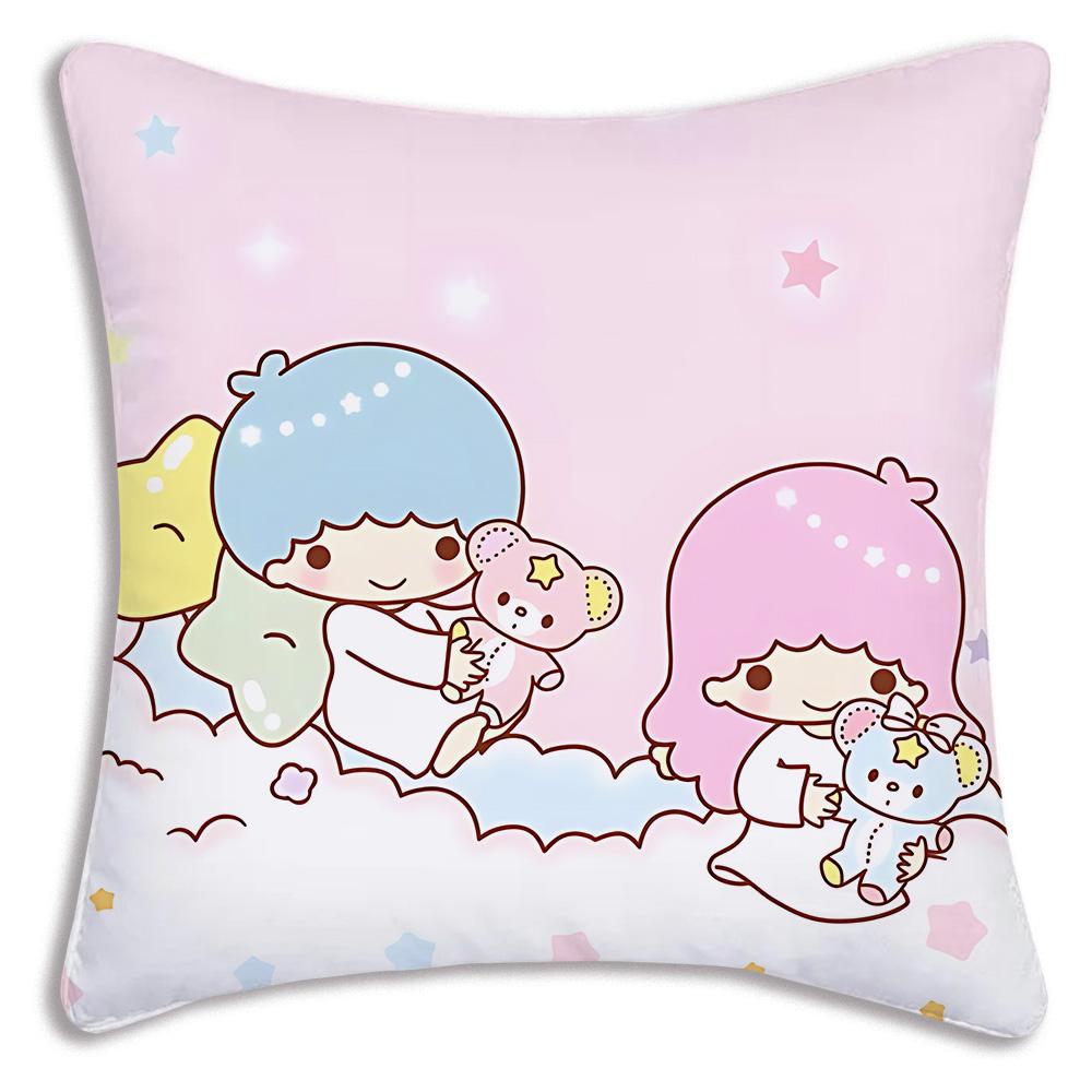 Littletwinstars Sanrios Pillow Covers Cartoon Sofa Decorative Home Double-Sided Printing Short Plush Cute Cushion Cover