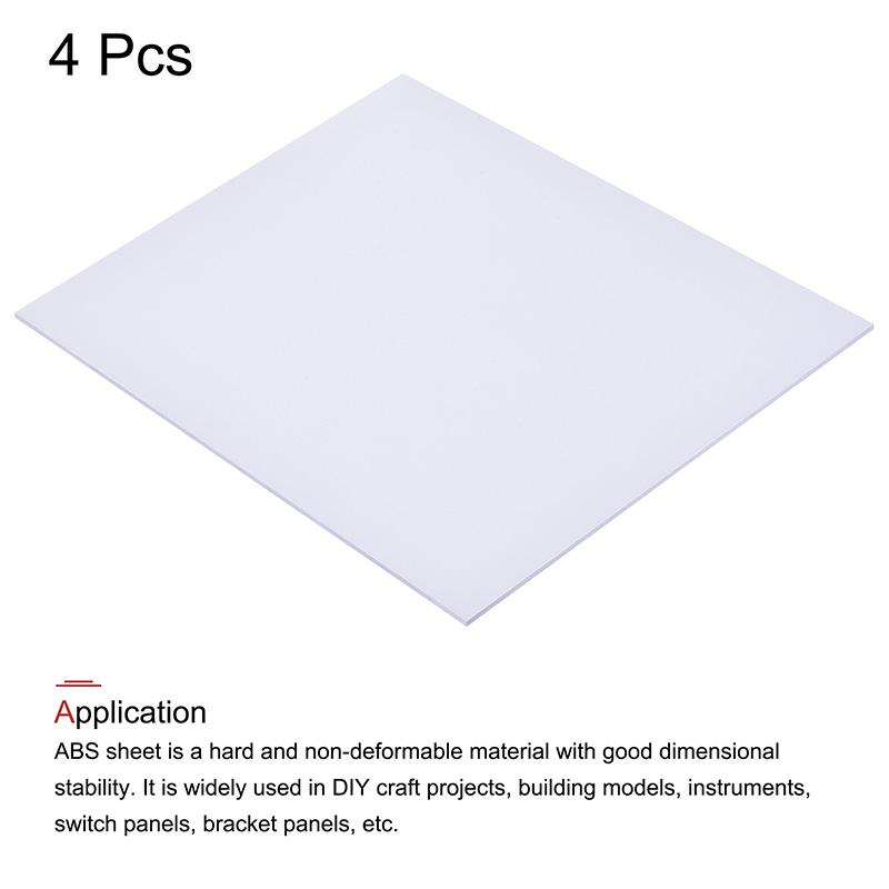 4 Stück ABS-Kunststoffplatte 250x200mm Weiße Platte Dicke 0,5/1,5/2/3mm für Modellbau DIY-Bastelarbeiten Panel