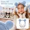 Winter Plush Earmuffs with Bear Ear Design, Warm Ear Covers for Cold and Outdoor