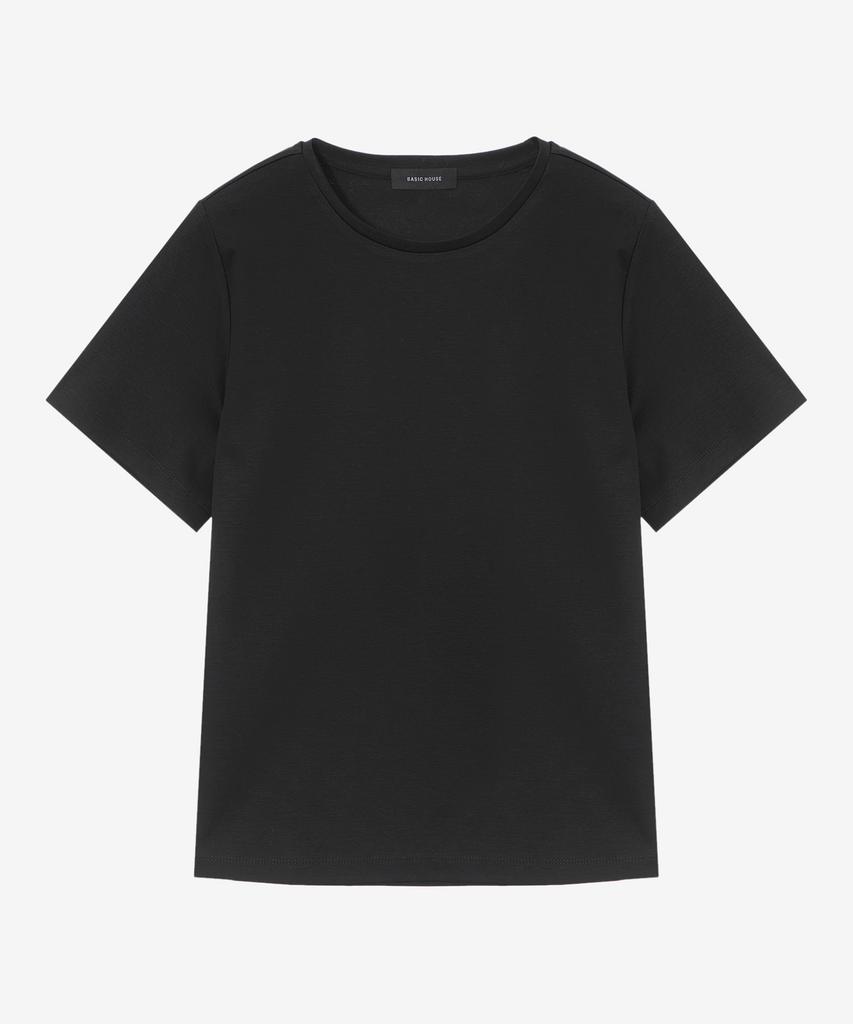 BASIC HOUSE Women'S Cotton Modal Crew Neck Short Sleeve T-Shirt Black Lzts3212