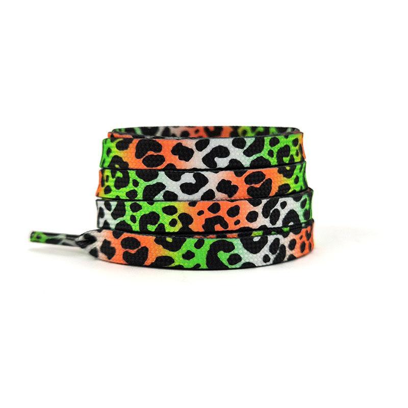 Fashion Flat Shoelaces for Sneakers Color Leopard Print Tie-dye Gradient Shoelace Rope Men Women for AF1 AJ1 Canvas Shoe Laces