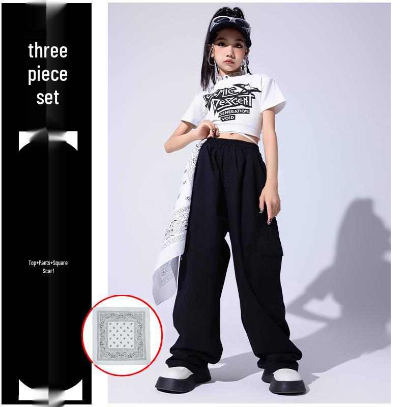 Girls' Trendy Jazz & Hip Hop Dance Costume - Crop Top & Street Dance Set for Kids