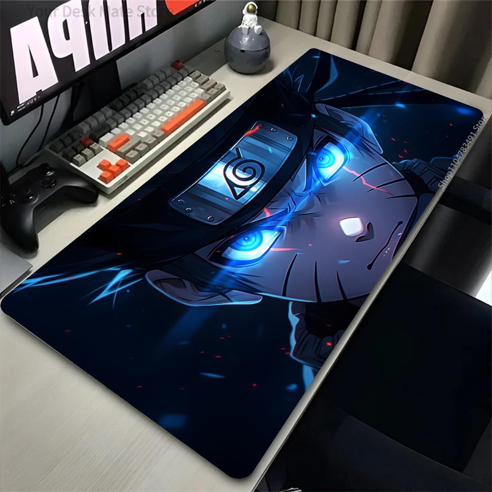 Gaming Mouse Pad PC Black And White Rubber Desk Mouse Mat Japan Anime Naruto Uzumaki Mousepad Laptop Gamer Cabinet Keyboard Pad
