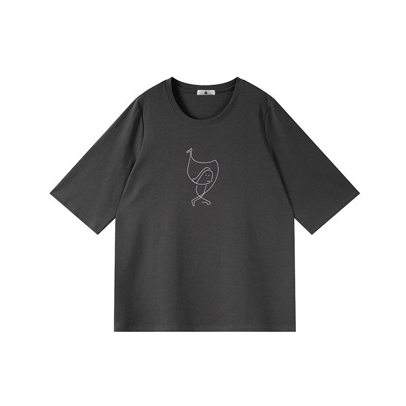 Shuangtian Spring 2026 Plus Size Women's Cartoon Round Neck Short Sleeve T-Shirt W-275