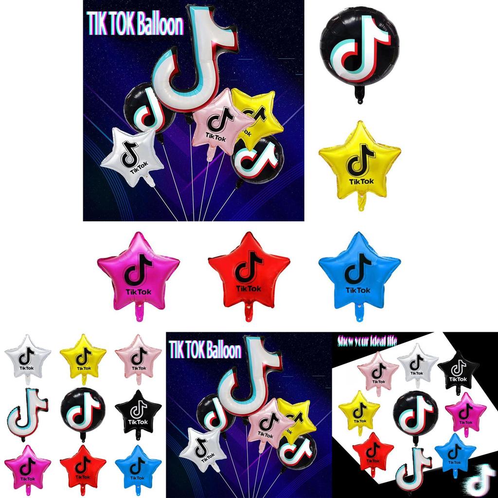 Tik Tok Logo Star Foil Balloon For Adults And Kids Birthday Party Decor Supplies