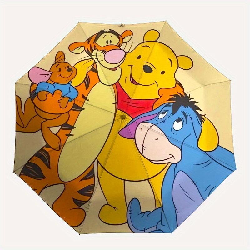 Disney Winnie-the-Pooh,Tiger,Eeyore Manual Opening and Closing Umbrella - 8-Rib Reinforced Folding Design, Lightweight and Portable, Suitabl