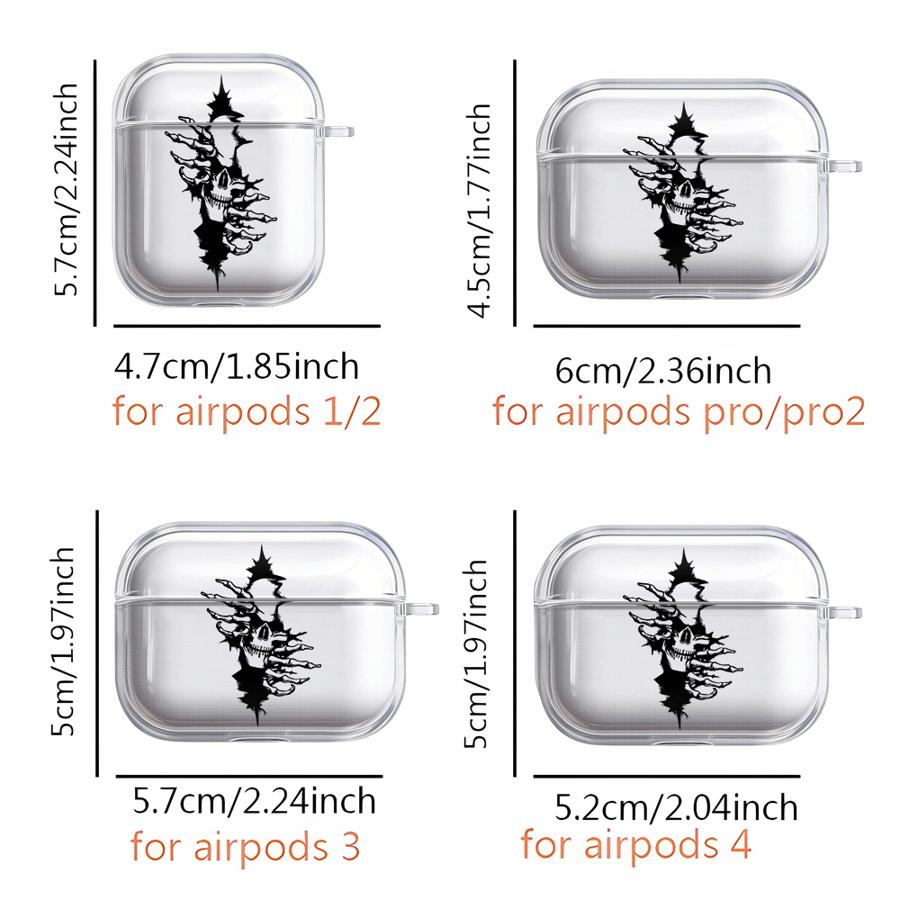 Case For Airpods 1 2 Pro 4 Pro2 Pro3 3 Clear Earphone Cases Cover Skull Crack Art