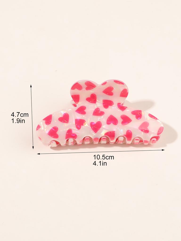 Valentine's Day Half Round Thick Hair Clips,Women's Hair Clips with Red Heart Pattern, Non-Slip Hair Clips Valentine's Day Gift