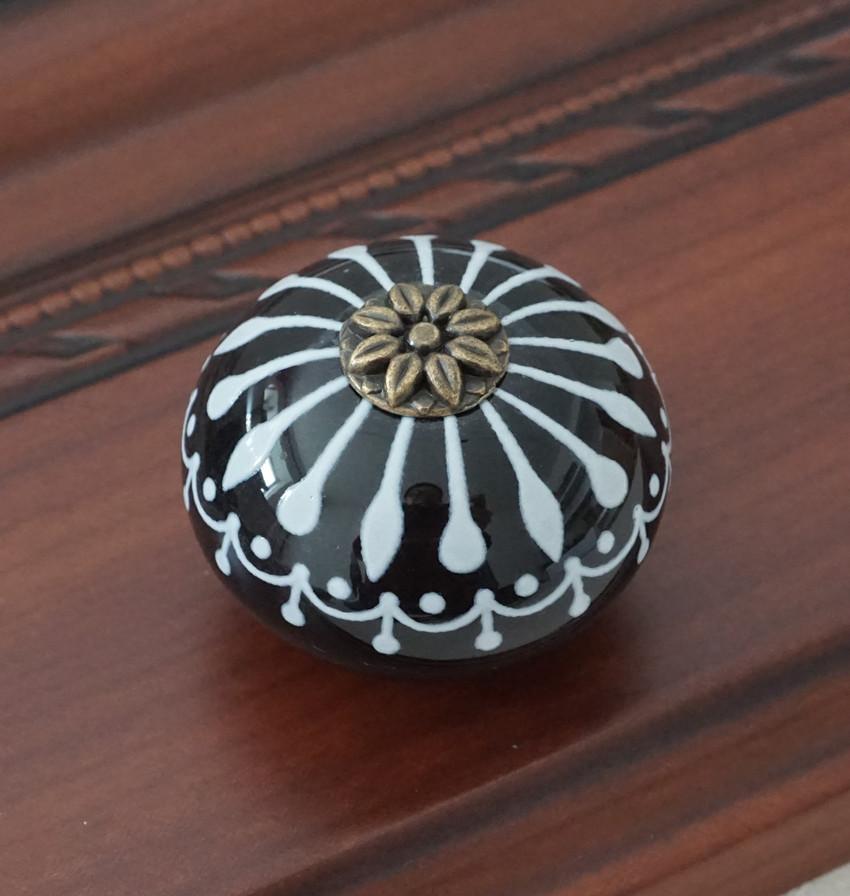 Buton din ceramică / Butoane pentru comodă, alb, albastru, mânere de dulap, unice, pentru mânerul ușii de bucătărie, accesorii pentru mobilier