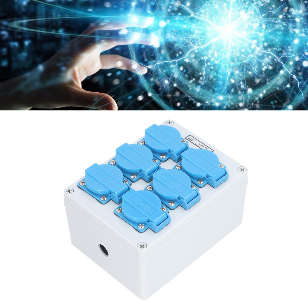Gniazdo ścienne 6-krotne IP44 Wodoodporna obudowa gniazdka elektrycznego zewnętrzna Dystrybutor mocy 16A ze złączem