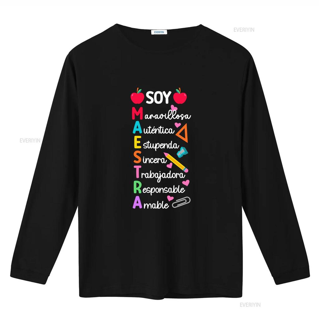 Soy Maestra De Espa ol Spanish Teacher Bilingual T Shirt men and women can wear black white creative gift vintage Washed
