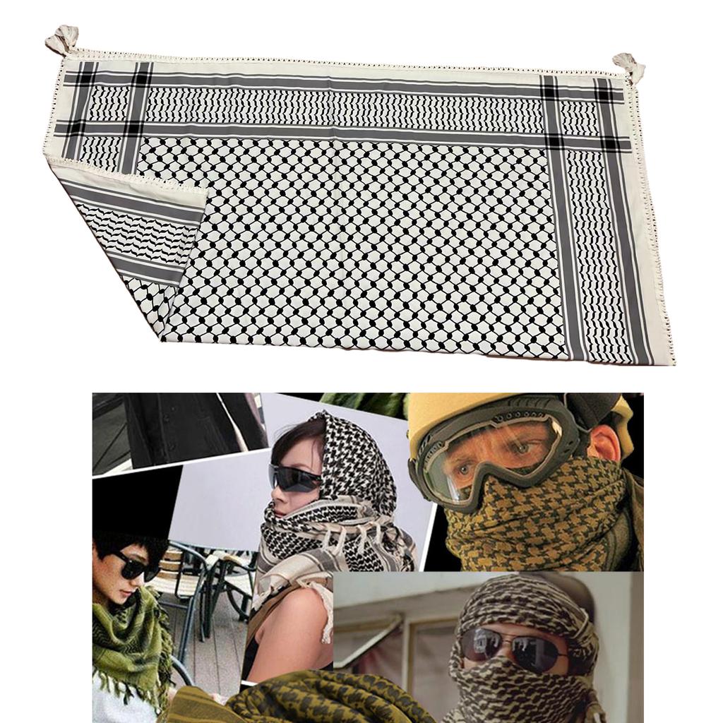 128x128cm Arab Scarf Outdoor Enthusiasts Keffiyeh Headscarf Multi Purpose Shemagh Scarf for Male Outdoor Dustproof Props