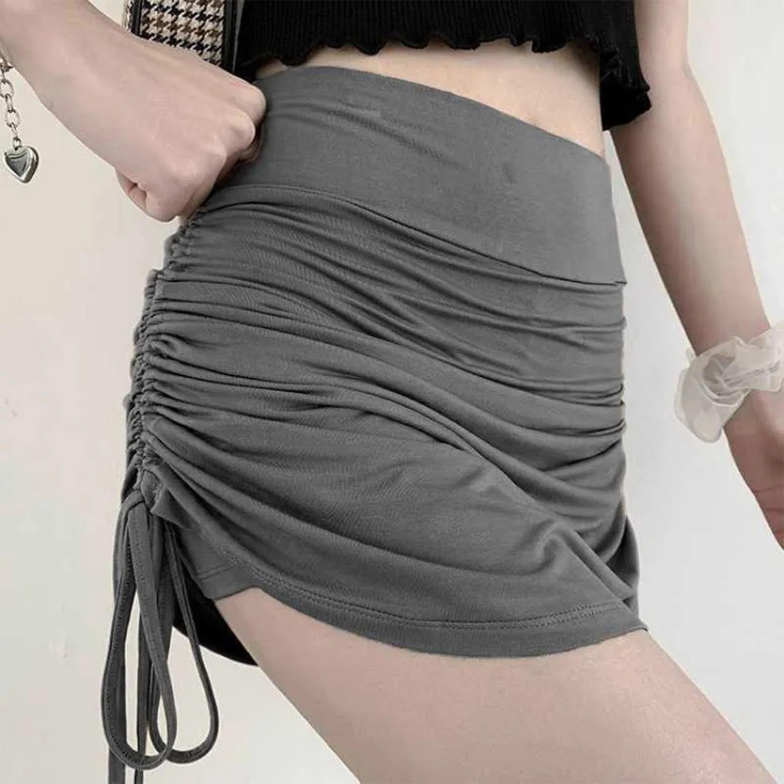 

Женская повседневная облегающая юбка с кисточками и шнурком, плиссированная юбка с карманной юбкой L