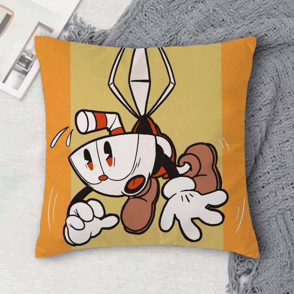 C-Cuphead Double-Sided Printed Square Decorative Cushion Cover For Sofa Living Room Home Decor