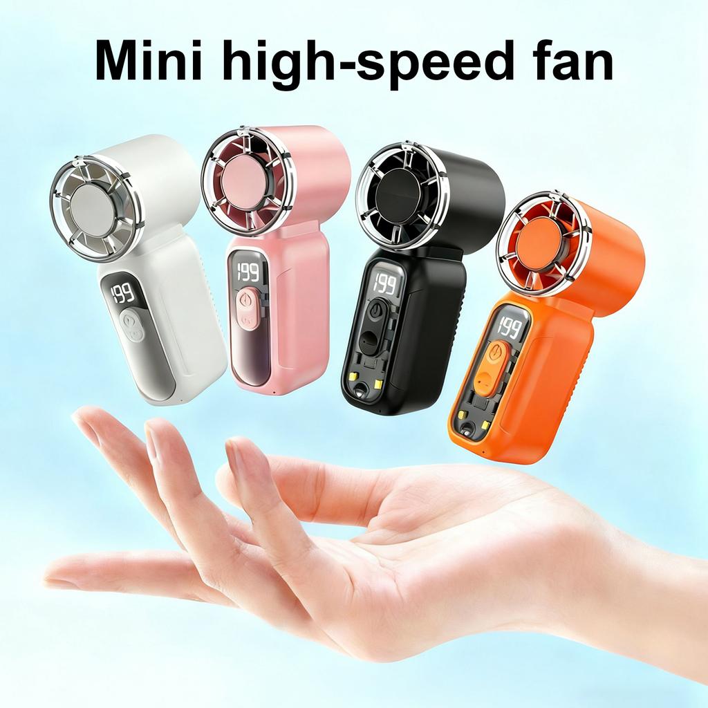 Portable Handheld Turbo Fan 199 Speed Rechargeable Cooling Fan with Flashlight Hand Fan Travel Essentials Gifts for Women Men
