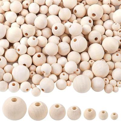 Natural Beech Wood Round Beads with Holes 6-50mm, Handmade for DIY Jewelry & Accessories