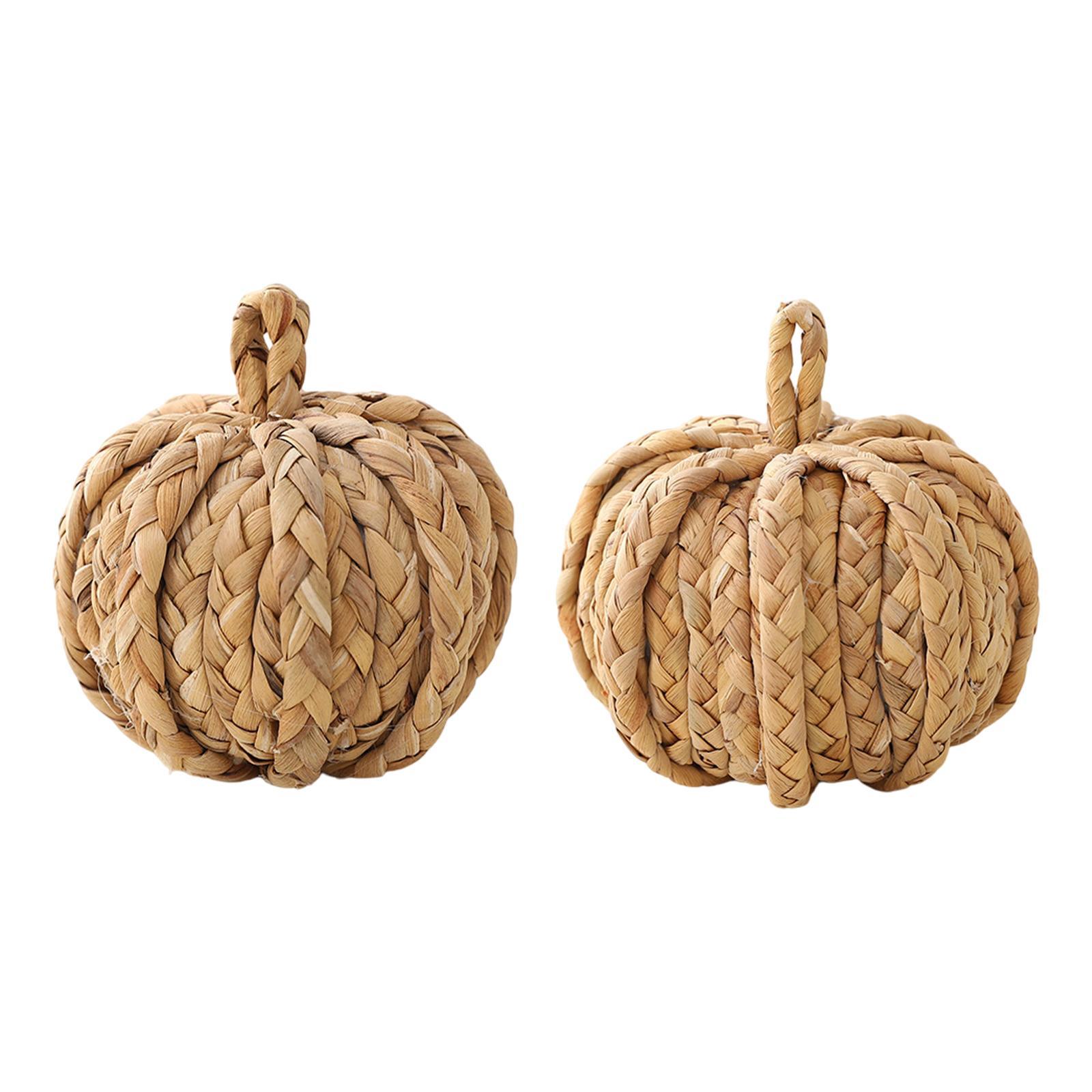 

Woven Pumpkin Decor, Harvest Decor, Straw Material Dinner Table Decor for Indoor Diameter 10cm